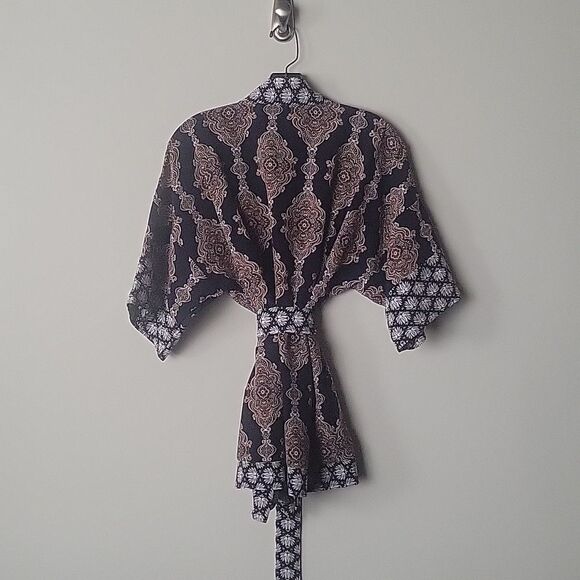 NEW Kimono Hippy Patchwork Paisley Tunic Wrap Tie Boho Top Jacket LagenLook - Picture 10 of 16